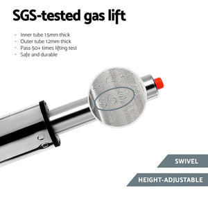 Bar Stools 2PC | Leather Swivel Adjustable PU Counter Chairs | Black Finish