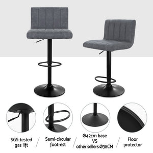 4x Bar Stools | Vintage Leather | Gas Lift | Grey Finish