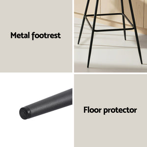Bar Stools Set 2pc | Diamond PU Leather Counter Stools | Black