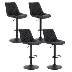 Swivel Bar Stools Set 4pc | Gas Lift | Diamond Leather | Black