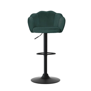 4x Bar Stools | Gas Lift | Velvet | Green Finish
