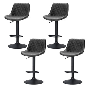 4x Bar Stools | Gas Lift | Vintage Leather | Black Finish