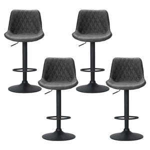 4x Bar Stools | Gas Lift | Vintage Leather | Black Finish