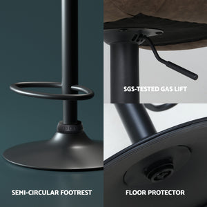 4x Bar Stools | Gas Lift | Vintage Leather | Brown Finish