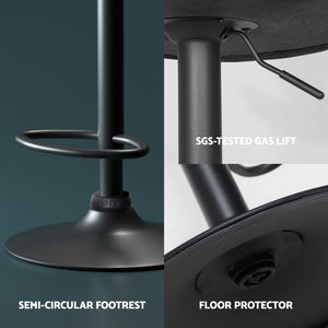 4x Bar Stools | Vintage Leather | Gas Lift | Black Finish