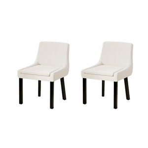 Dining Chairs | Set of 2 | Corduroy Wooden | Beige