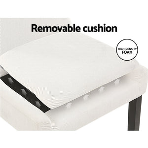 Dining Chairs | Set of 2 | Corduroy Wooden | Beige