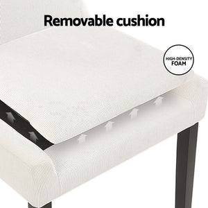 Artiss Dining Chairs | Set of 4 | Corduroy | Wooden Frame | Beige