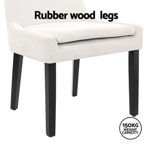 Artiss Dining Chairs | Set of 4 | Corduroy | Wooden Frame | Beige