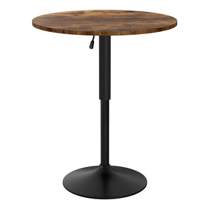 Bar Table 60cm | Height Adjustable 360° Swivel | Rustic Brown & Black Base