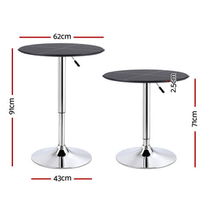 Round Bar Table | Swivel | Height Adjustable | PVC Leather | Black | 62cm