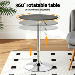 Round Bar Table | Swivel | Height Adjustable | PVC Leather | Black | 62cm