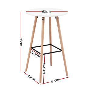 Round Bar Table | 98cm Height | Kitchen Counter Dining Table | White