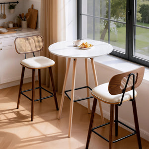 Round Bar Table | 98cm Height | Kitchen Counter Dining Table | White