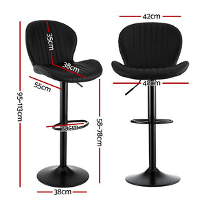 Adjustable Swivel Bar Stools Set 4pc | Gas Lift | Shell Leather | Black