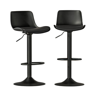 2x Bar Stools | Padded Seat | Gas Lift | Black