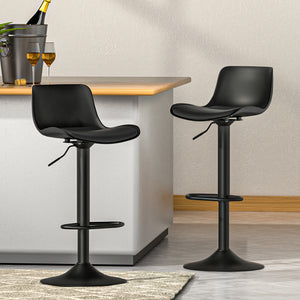 2x Bar Stools | Padded Seat | Gas Lift | Black