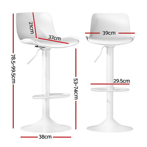 4x Bar Stools | Kitchen Swivel | Gas Lift | Leather Dining Chairs | White