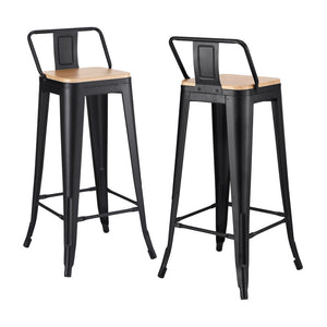 Bar Stools Set 2pc | Stackable Metal Counter Stools | Black