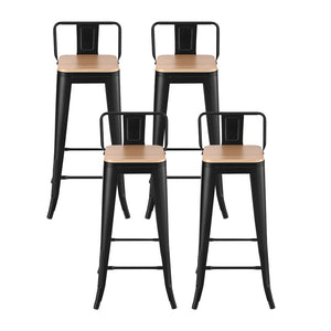 Bar Stools Set 4pc | Stackable Metal Counter Stools | Black
