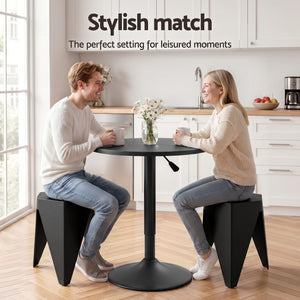 Bar Table & Stools Set | 3 Piece Cafe Style Dining Set | Black