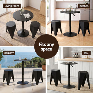 Bar Table & Stools Set | 3 Piece Cafe Style Dining Set | Black
