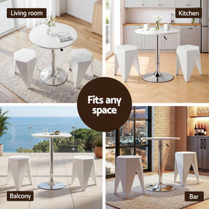 Bar Table & Stools Set | 3 Piece Cafe Style Dining Set | White