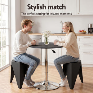 Bar Table & Stools Set | 3 Piece Dining Set | PVC Leather | Black