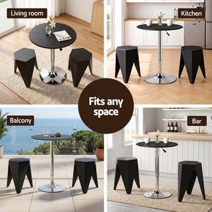 Bar Table & Stools Set | 3 Piece Dining Set | PVC Leather | Black