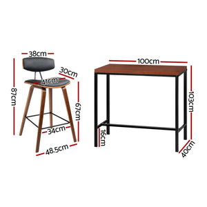 Artiss Bar Table & Stools Set | Dining Desk | Kitchen Chairs | Cafe Pub | Modern
