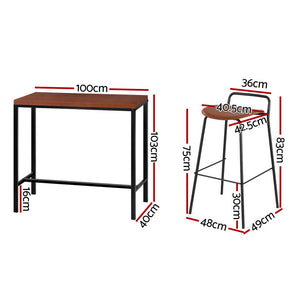 Artiss Bar Table & Stools Set | Dining Desk | Kitchen Chairs | Cafe Pub