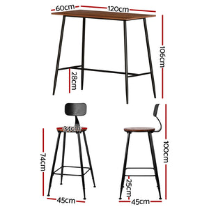 Artiss Bar Table & Stools Set | Dining Desk | Kitchen Chairs | Pub Style | Home Bar
