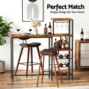 Kitchen Bar Table Set | 3 Piece Table & Stool Set | Solid Wood