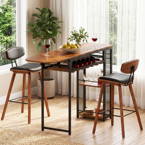 Bar Table & Stools Set | 3 Piece Solid Wood Dining Set