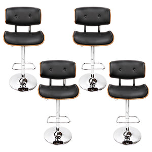 4x Bar Stools | Gas Lift | Leather | Black Finish
