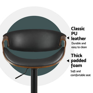 4x Bar Stools | Gas Lift | Leather w/Armrest | Adjustable Height