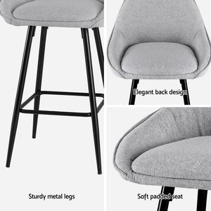 Artiss Bar Stools | 2 Pack | Upholstered Stool | Counter Seat | Kitchen Dining Chairs