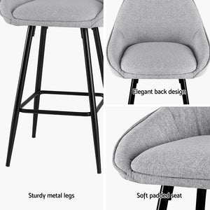 4x Bar Stools | Upholstered Stool | Counter Seat | Kitchen & Dining Chairs