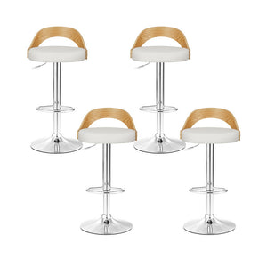 4x Bar Stools | Adjustable Leather | Padded | White Finish