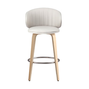 2x Artiss Bar Stools | Dining Chairs | Contoured Leather | Wood Stool | Adjustable Height