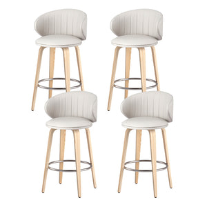 4x Artiss Bar Stools | Dining Chairs | Contoured Leather | Wood Stool | Adjustable Height