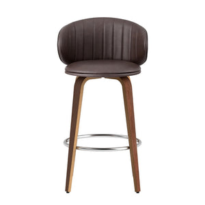 4x Artiss Bar Stools | Dining Chairs | Contoured Leather | Wood Stool | Adjustable Height