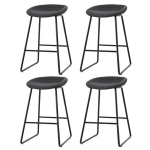 4x Bar Stools | Kitchen Dining Chairs | Counter Stool | PU Leather | Metal Finish