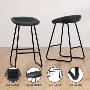 4x Bar Stools | Kitchen Dining Chairs | Counter Stool | PU Leather | Metal Finish