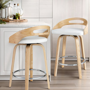 Artiss Bar Stools | 2 Pack | Swivel Dining Chairs | Low Back | Counter Seat | PU Cushion