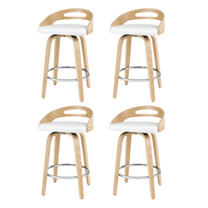 4x Bar Stools | Swivel Dining Chairs | Low Back | PU Cushion | Counter Seat