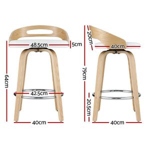4x Bar Stools | Swivel Dining Chairs | Low Back | PU Cushion | Counter Seat