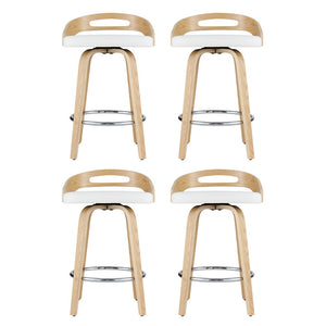 4x Bar Stools | Swivel Dining Chairs | Low Back | PU Cushion | Counter Seat