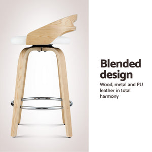 4x Bar Stools | Swivel Dining Chairs | Low Back | PU Cushion | Counter Seat