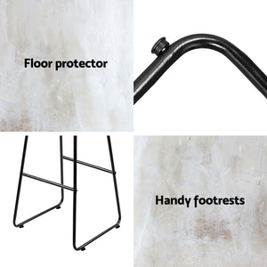 4x Bar Stools | Leather Padded | Metal Frame